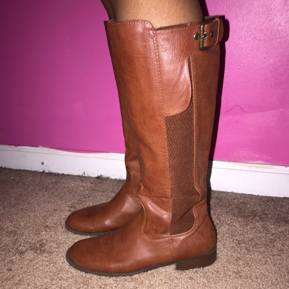 Brown leather boots